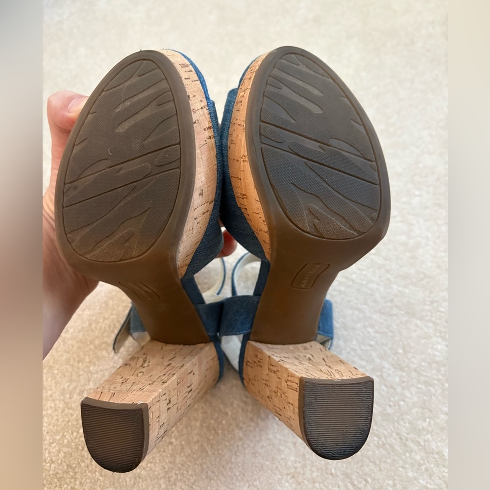 Anne Klein Denim Blue Cork Platform Sandals - Picture 5 of 5